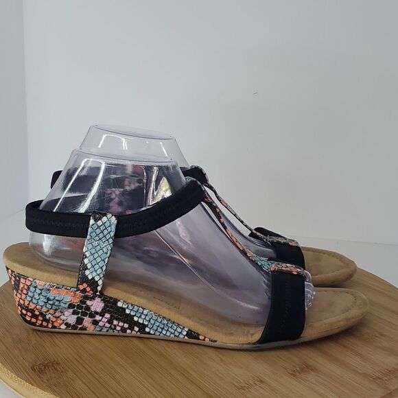 Alfani Women's Step 'N Flex Strappy Voyage Wedge Sandals Snakeskin Print Size 10 - Picture 1 of 11